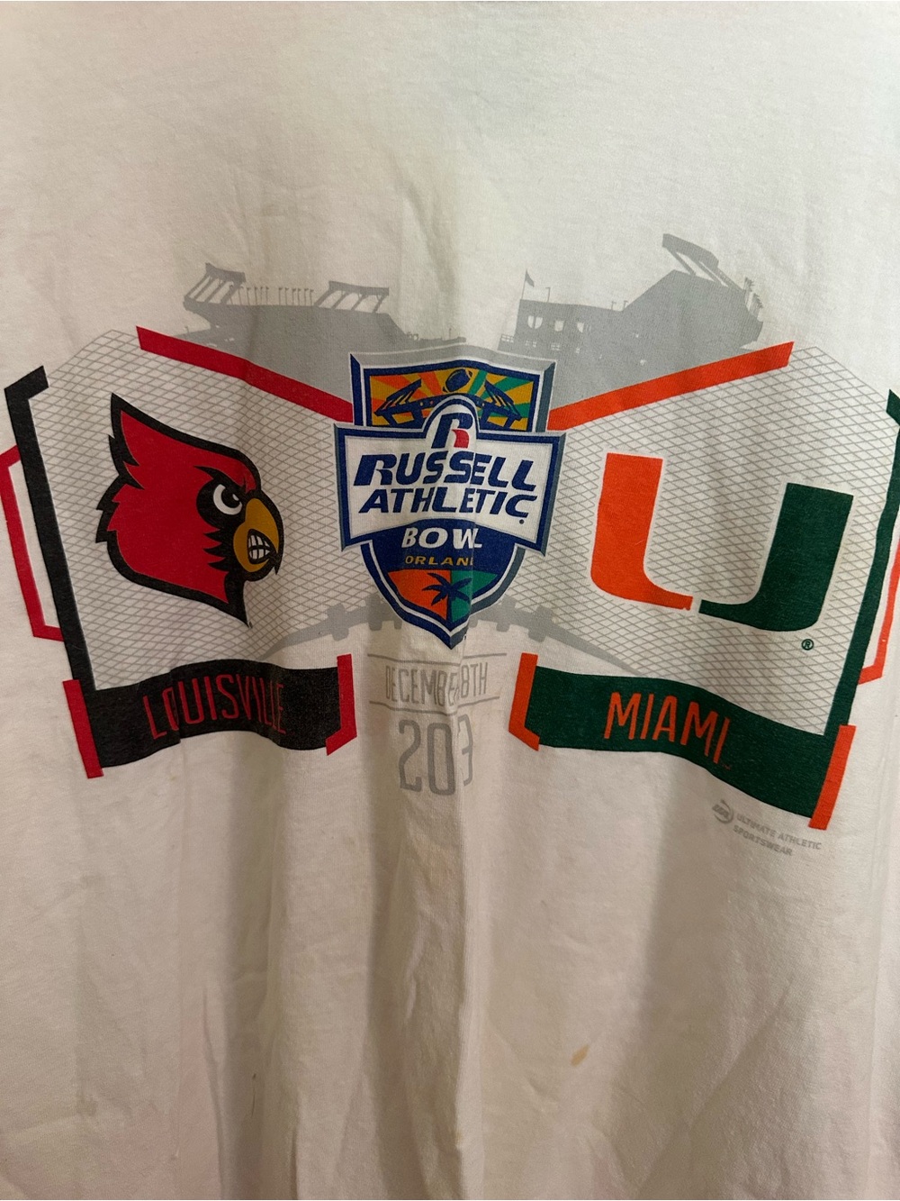 Russell Athletic Bowl 2013 Louisville vs Miami Graphic Tee - White